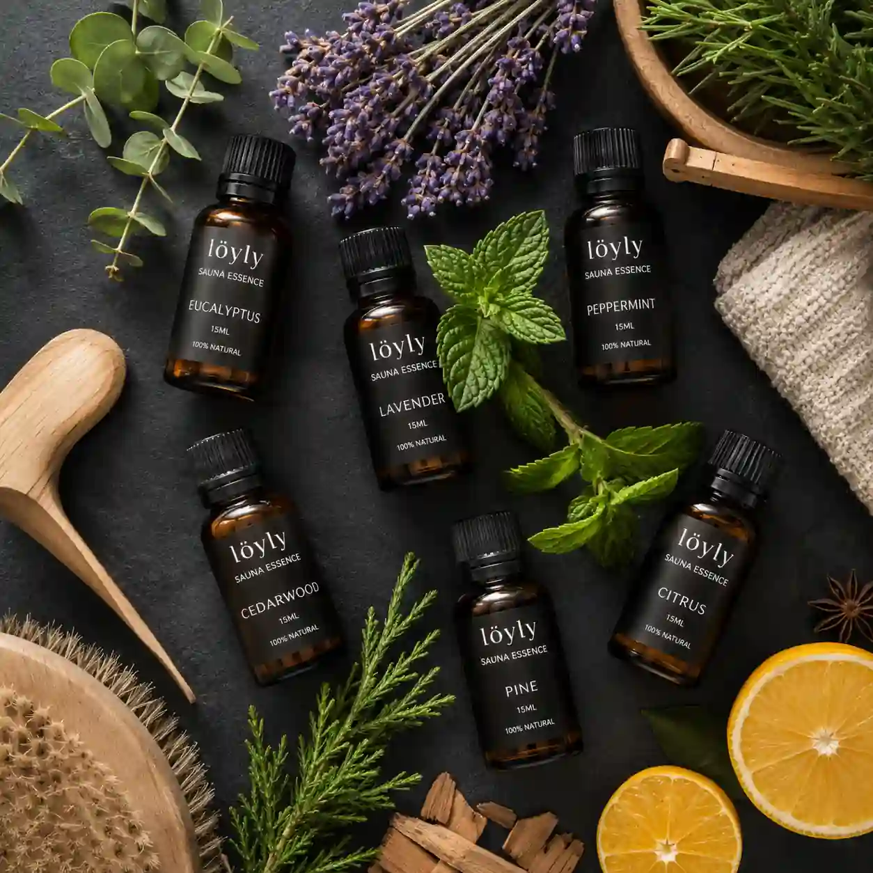 Essential oils diluted in water before use on sauna stones for safe sauna aromatherapy