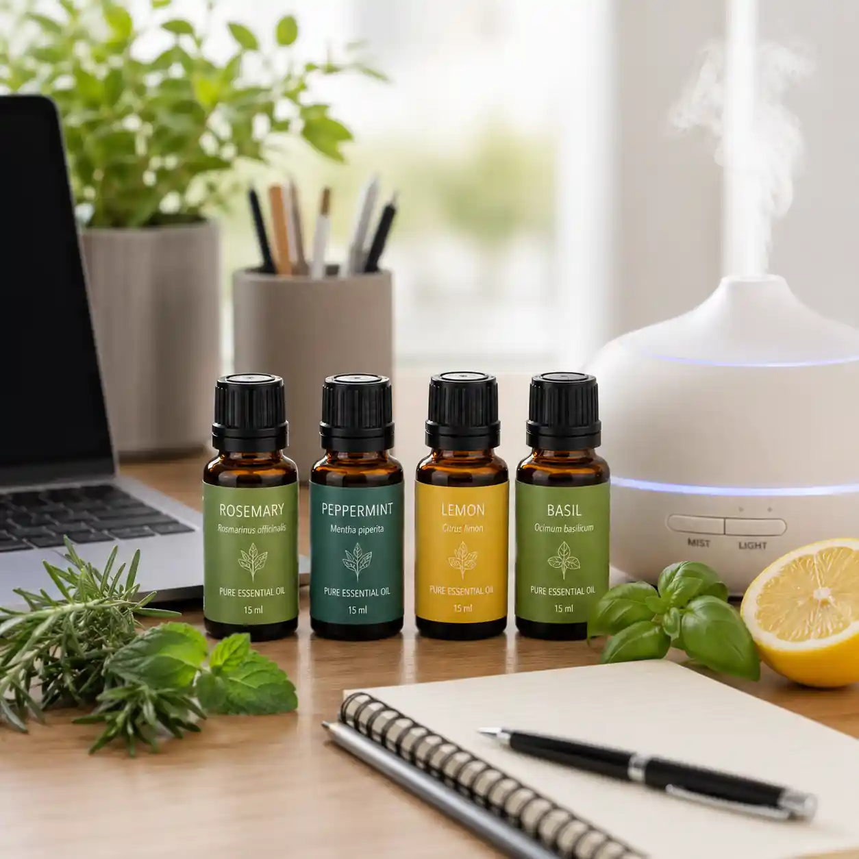 Peppermint essential oil for diffuser supporting focus concentration and mental clarity
