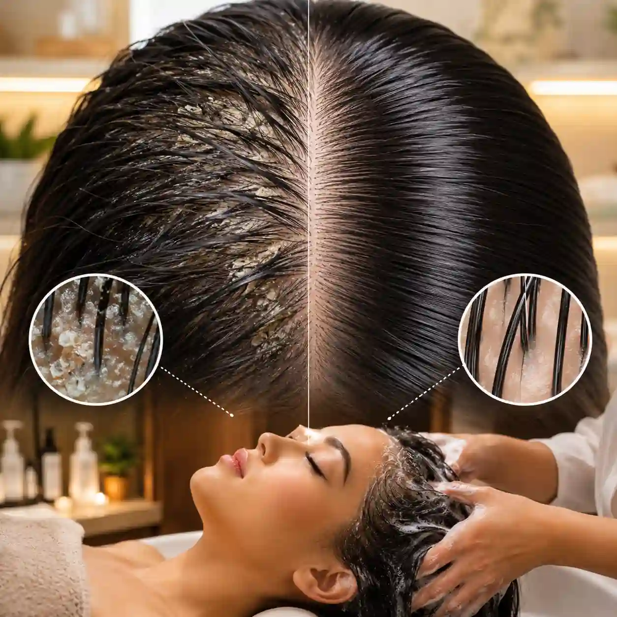 Head spa bed treatment supporting a cleaner scalp and healthier-looking hair