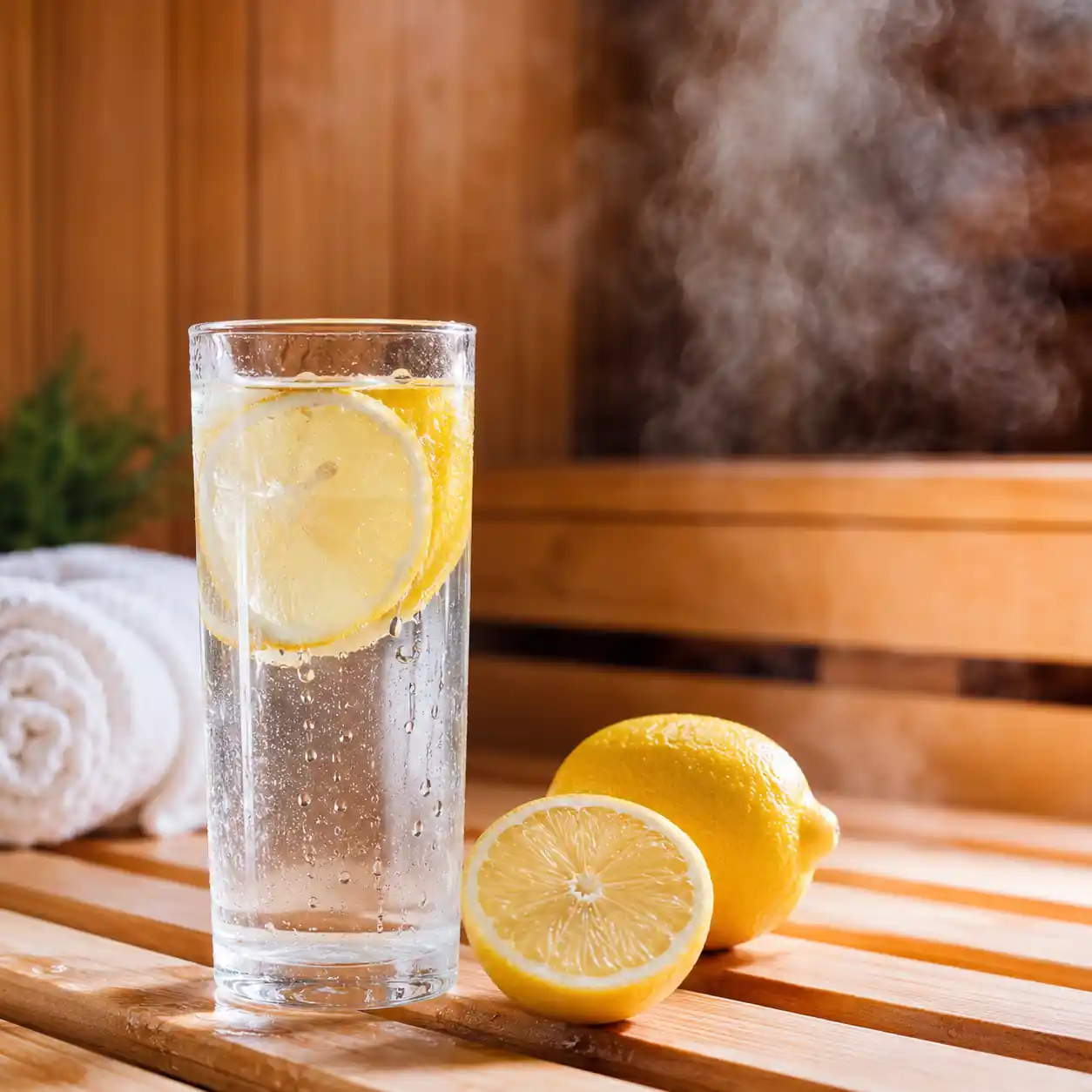 Hydration after sauna session for recovery and wellness.