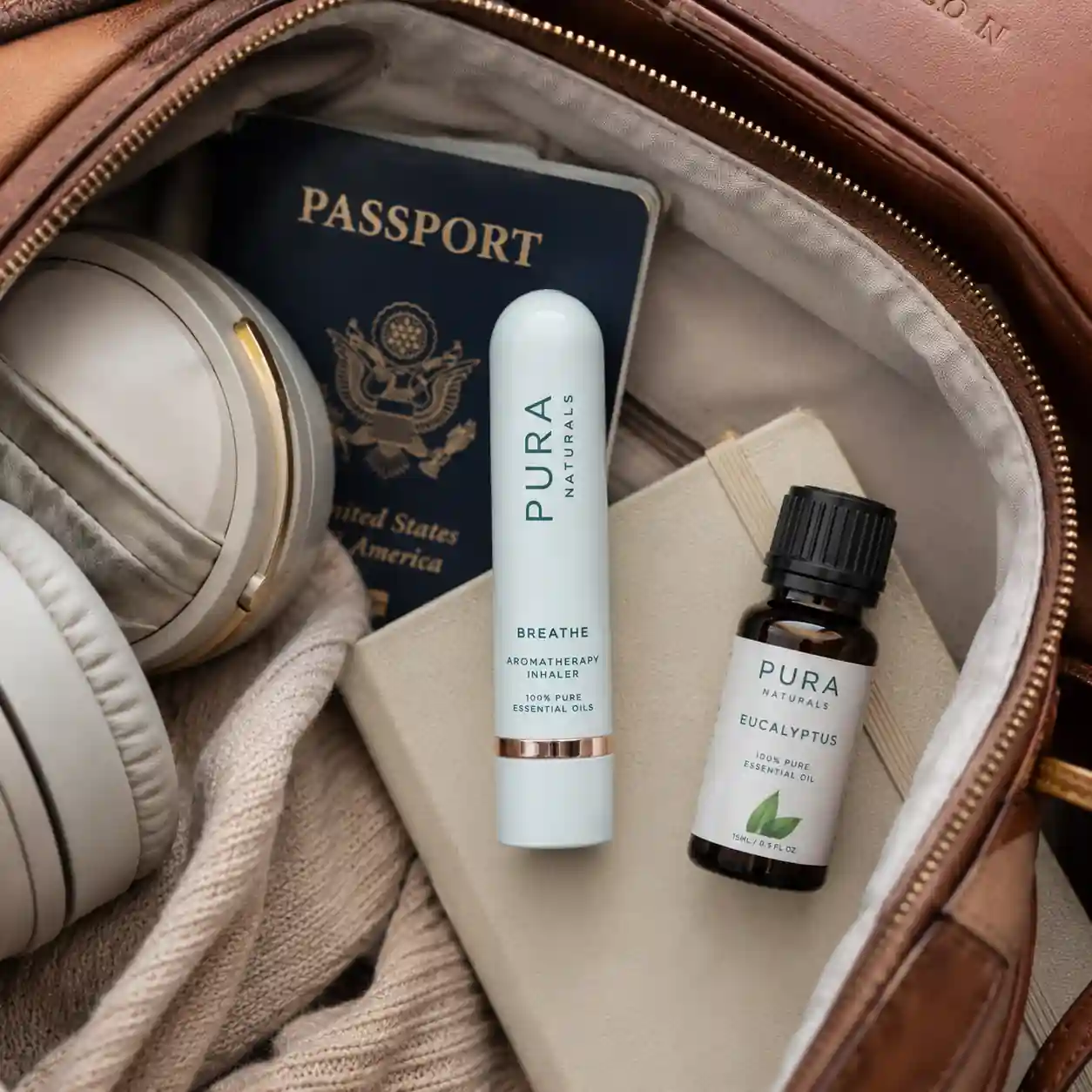 Portable aromatherapy inhaler for travel work and on-the-go wellness routines