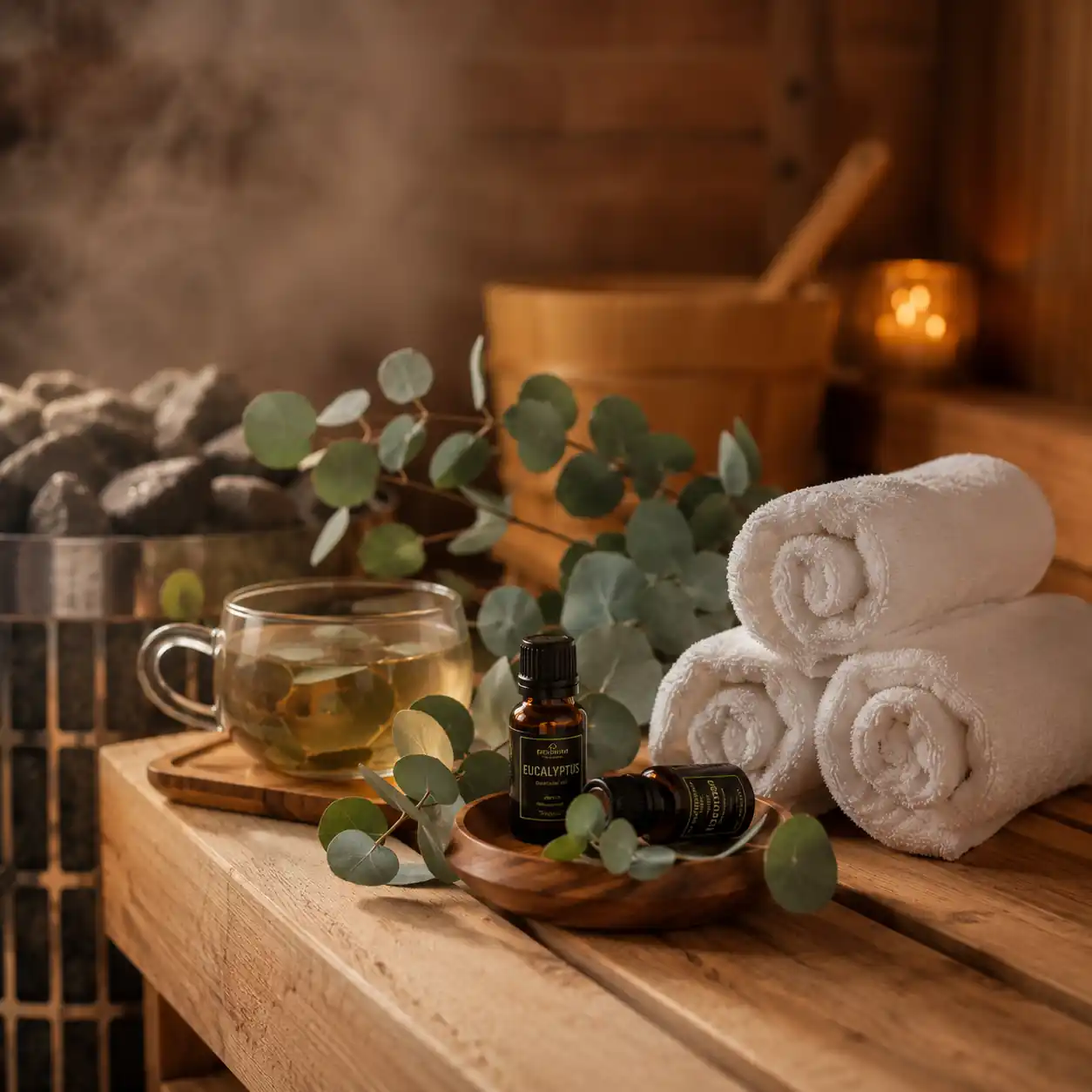 Relaxation rituals using sauna and aromatherapy for stress relief.