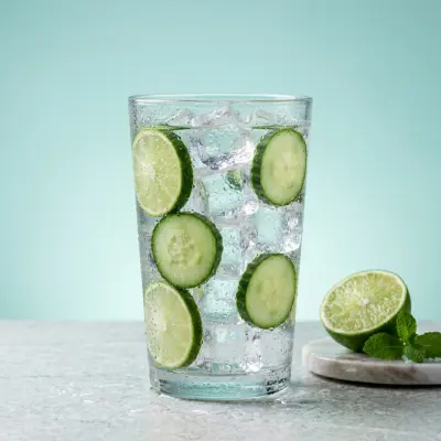 Preparing homemade weight loss drinks using fresh fruits herbs and filtered water