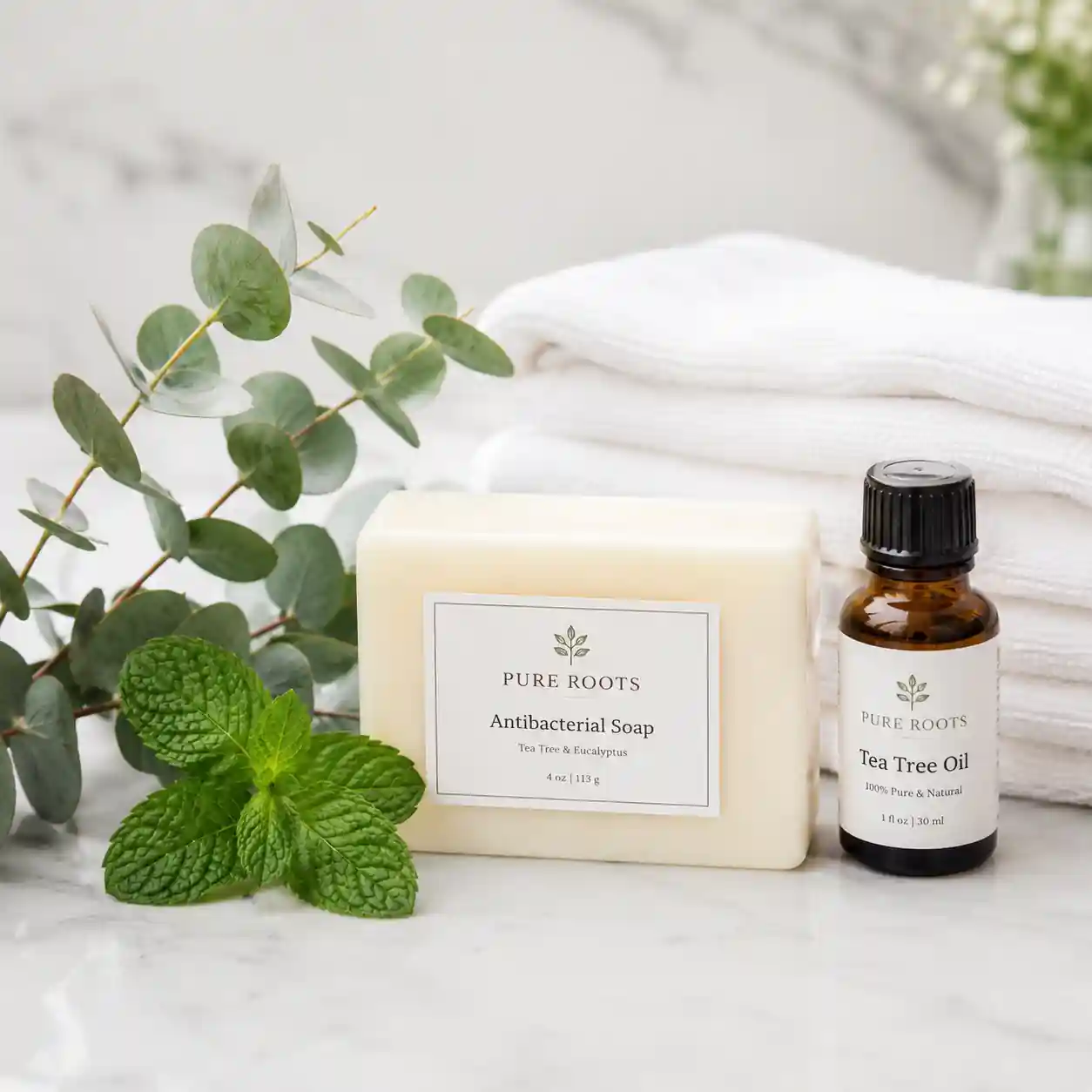 Athlete's foot soap ingredients including tea tree oil peppermint and eucalyptus